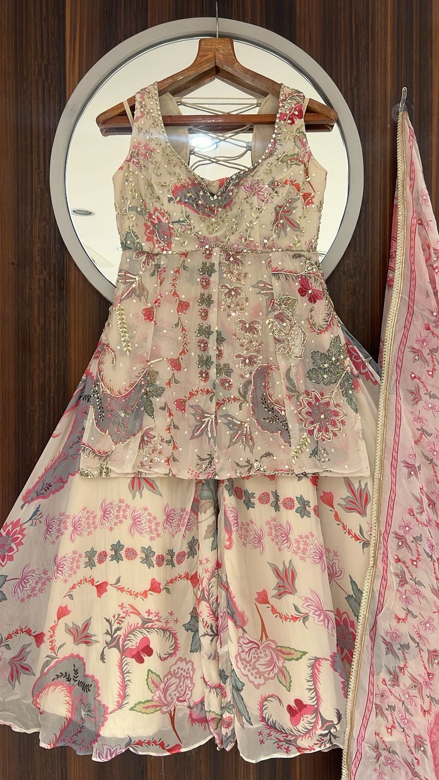 Sharara Suit - Cream - size 40