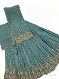 Unstitched - Lengha/Long dress - Teal